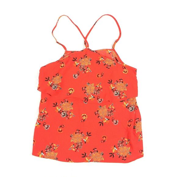 New Lily White Halter Camisole Size Large Womens Floral Print Coral Red Top L - Picture 1 of 6
